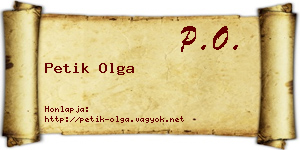 Petik Olga névjegykártya